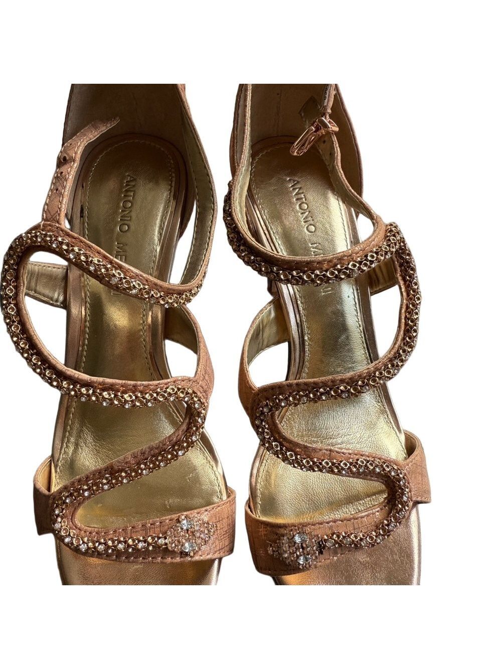 Antonio Melani Samara Rose Chrome Penny Embellished Sandals